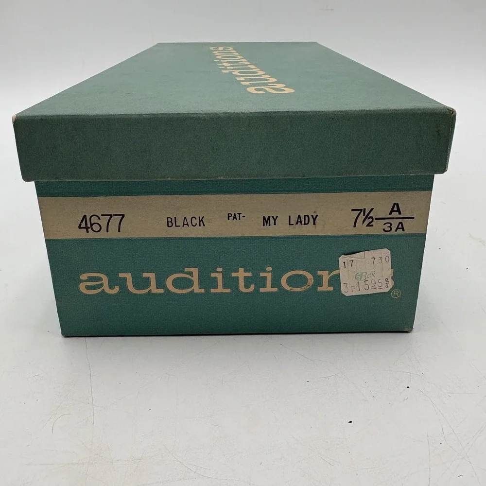 Audition Womens 7.5 Narrow Black Leather Heels Vintage Classic Pumps Made‎ Italy